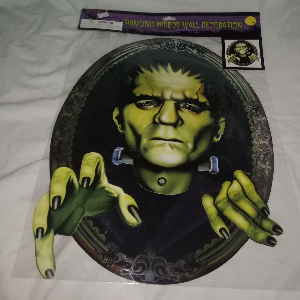 NOS Halloween Frankenstein Hanging Mirror Wall Decoration  14 3/4" x 11 3/8" New